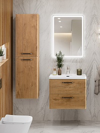 BelBagno Тумба с раковиной Due 50 подвесная Rovere Nature ручки Матовый тёмный никель – фотография-16